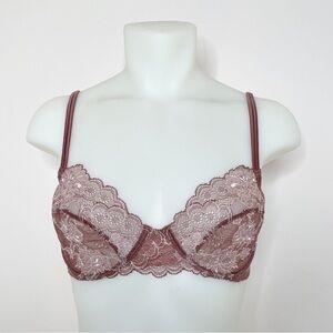 Malizia La Perla Floral Lace Sheer Unlined Bralette Size 34